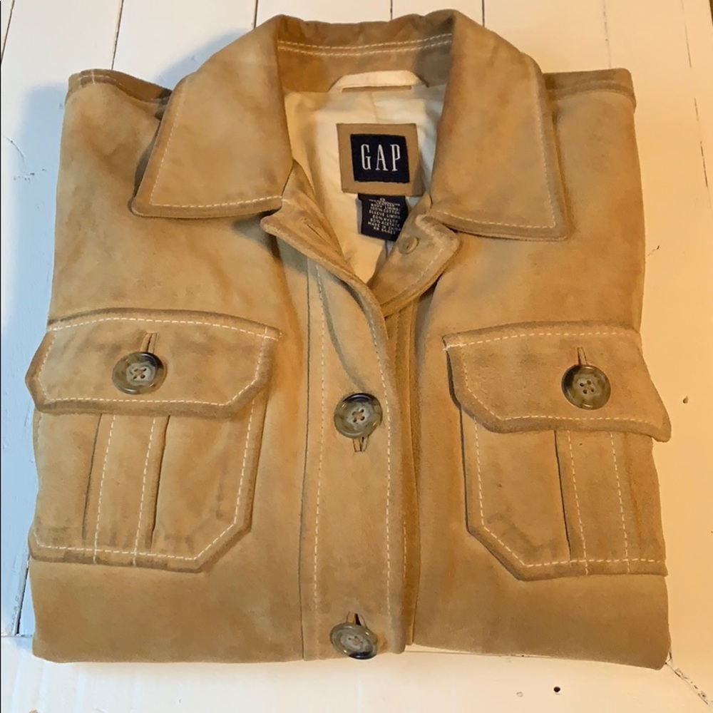 Vintage Gap Tan Suede Leather Jacket. Size Small.
